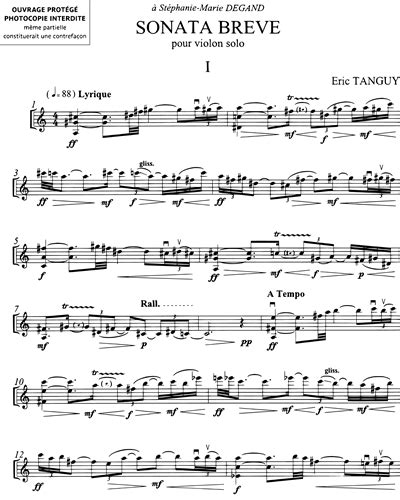  Sonata Breve Pour Violon Solo by Eric Tanguy